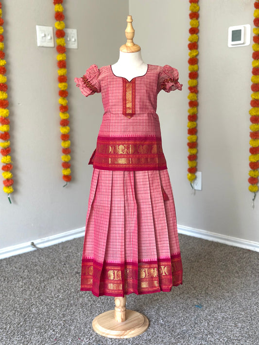 Pink Kanchi cotton skirt and top