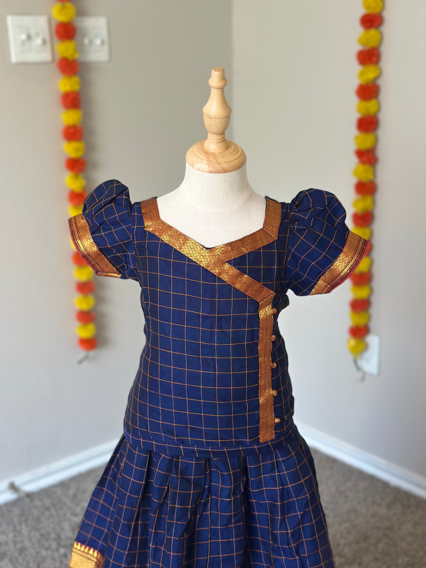 Navy blue Narayanpet skirt and top
