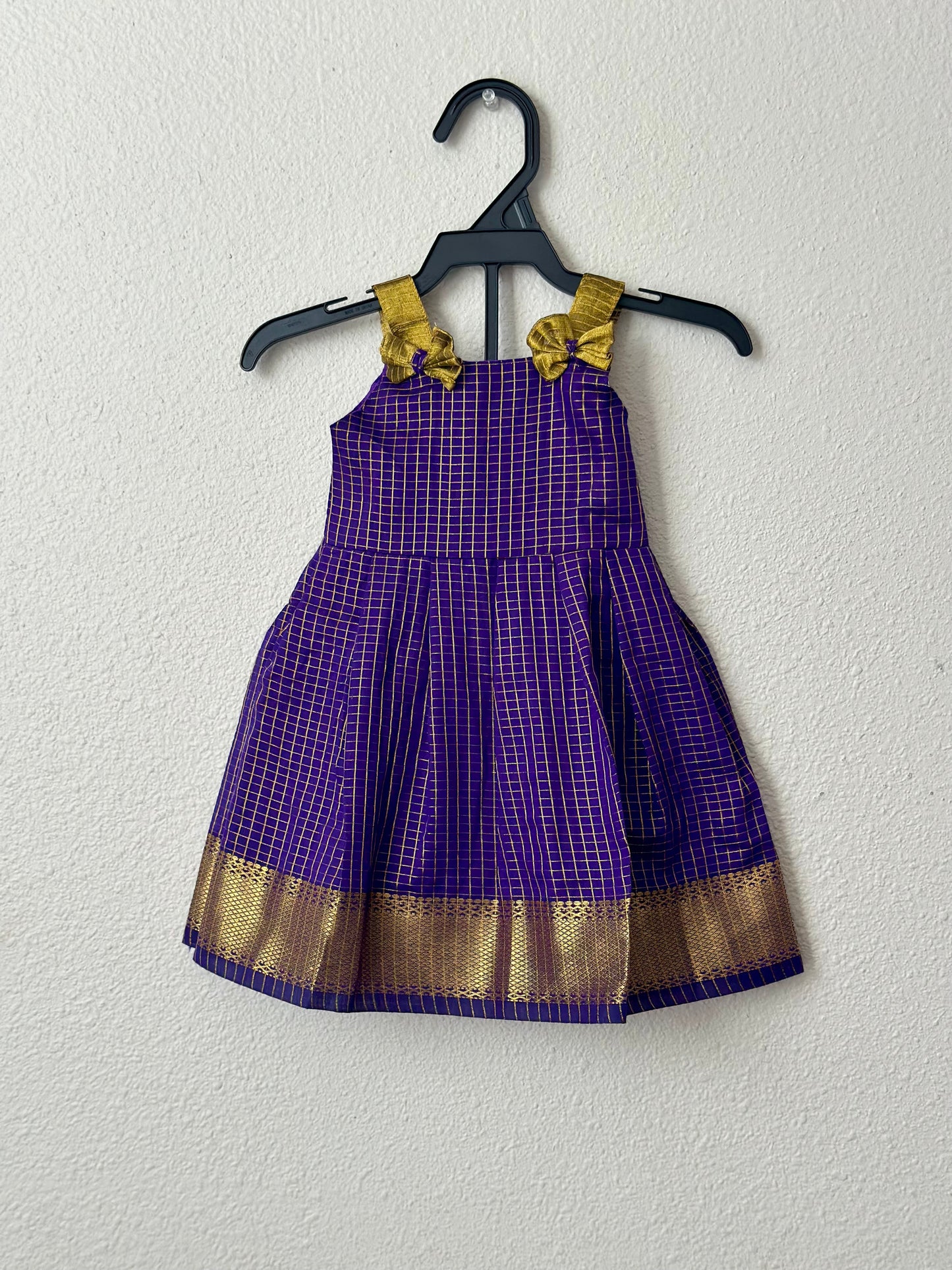 Royal blue checks infants frock