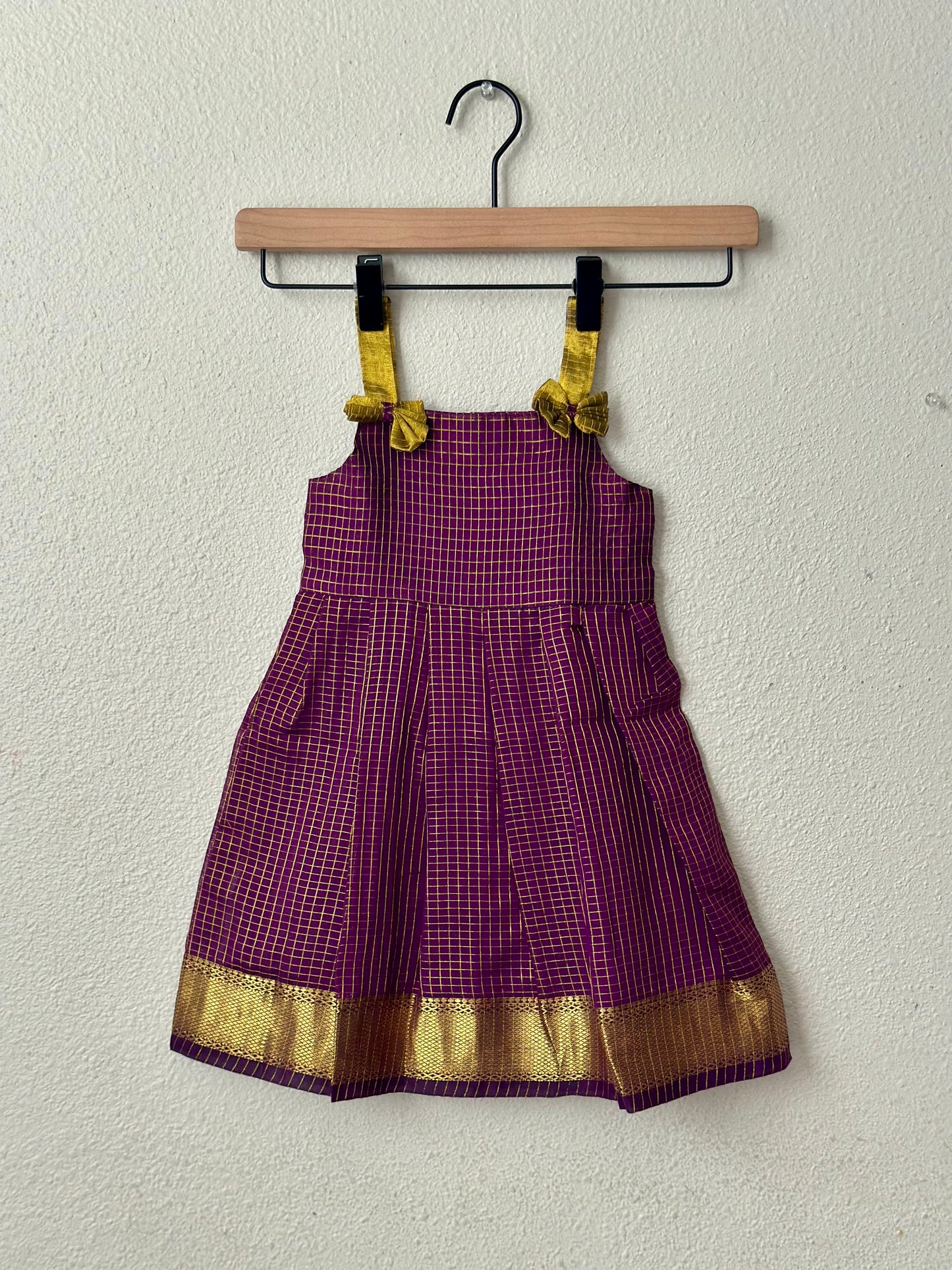 Purple checks infants frock
