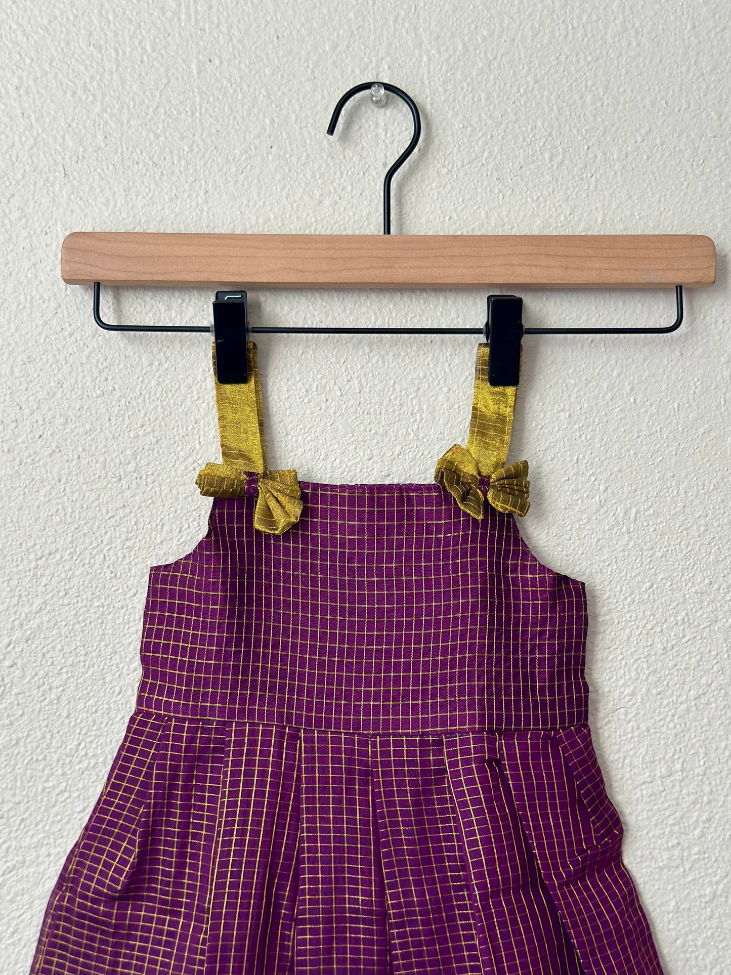 Purple checks infants frock