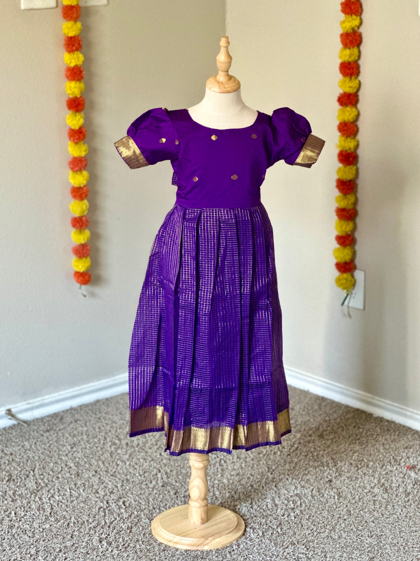 Royal blue raw silk ethnic frock