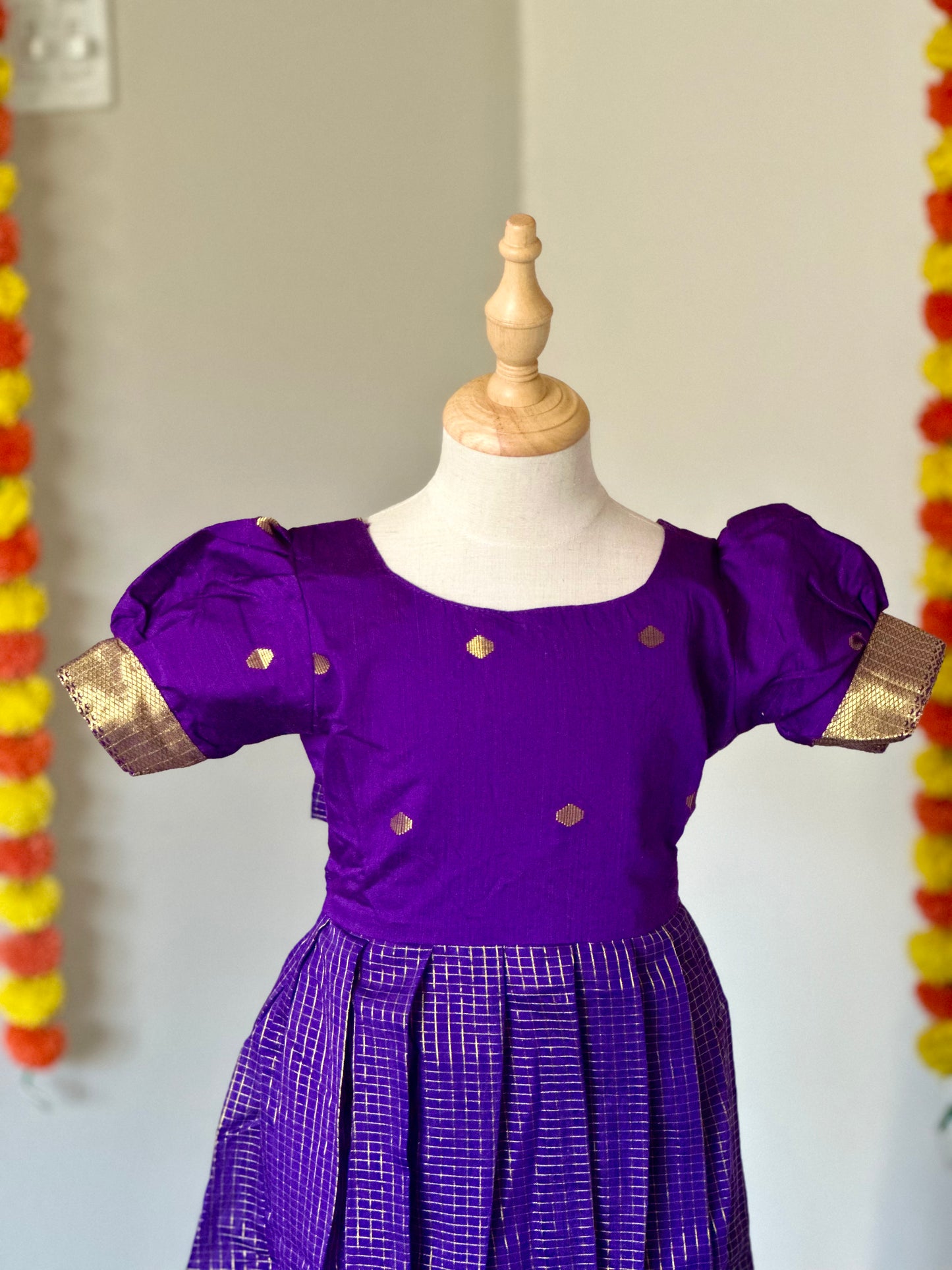 Royal blue raw silk ethnic frock