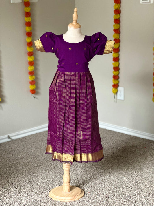 Purple raw silk ethnic frock