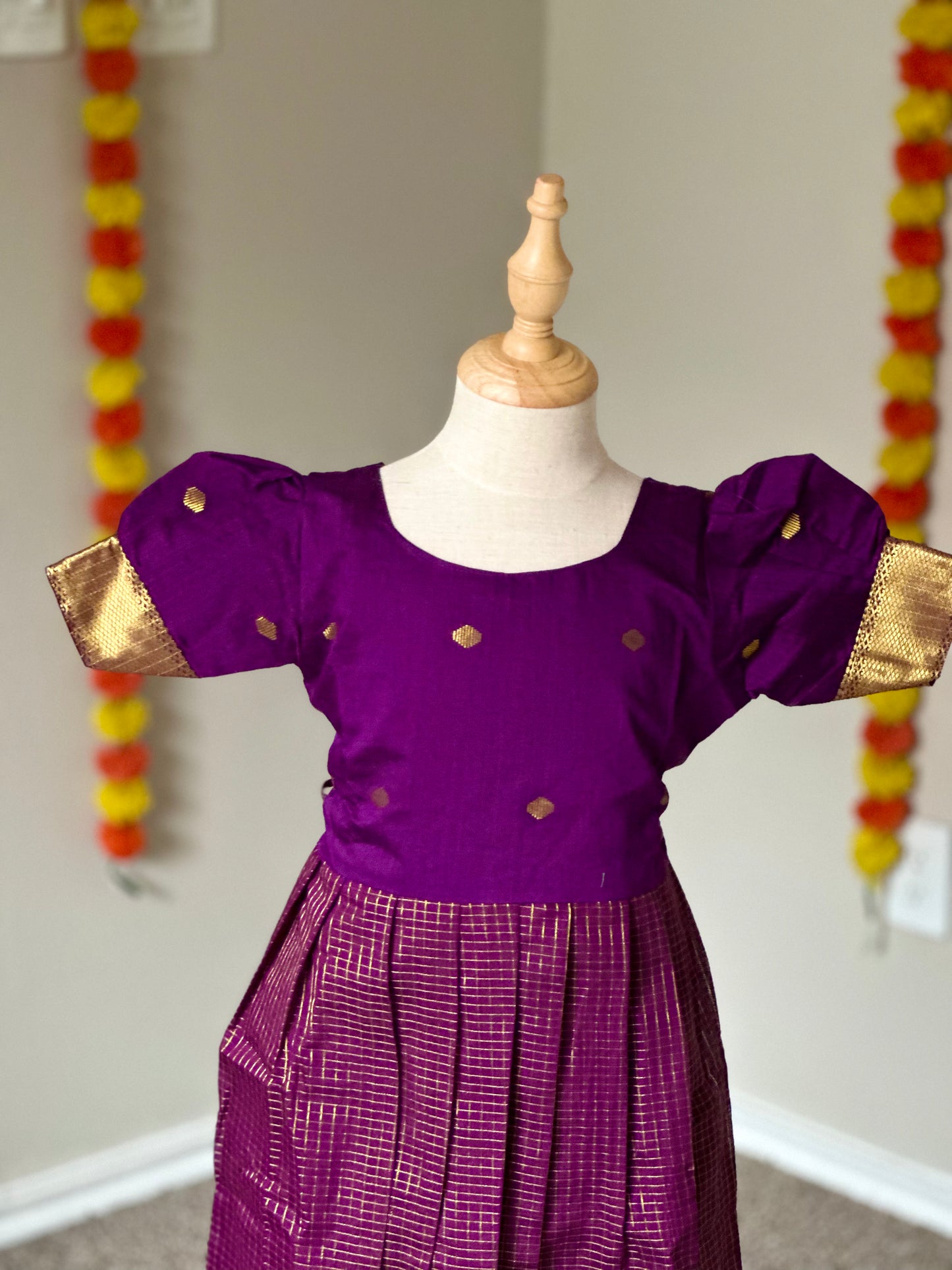 Purple raw silk ethnic frock