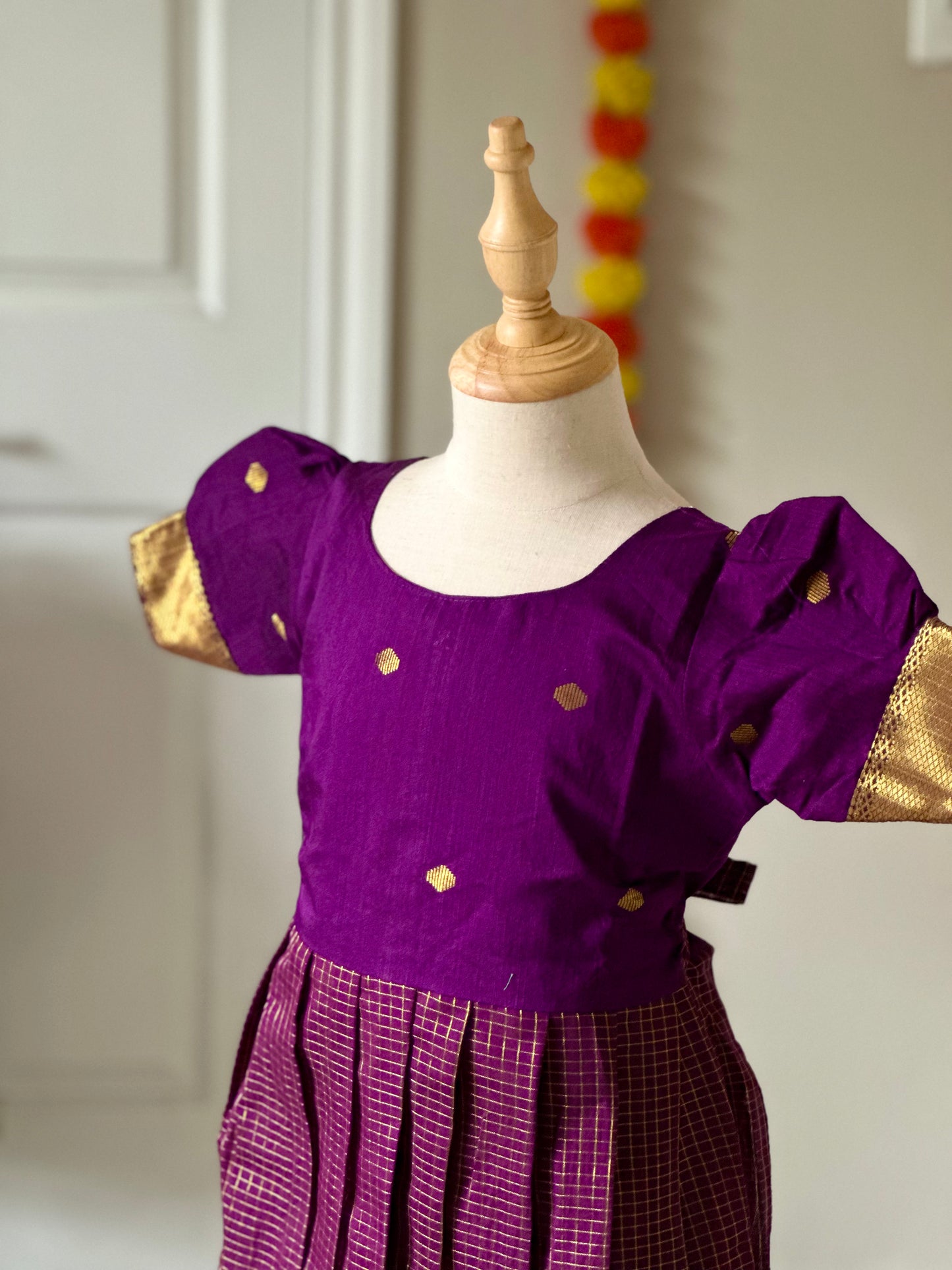 Purple raw silk ethnic frock