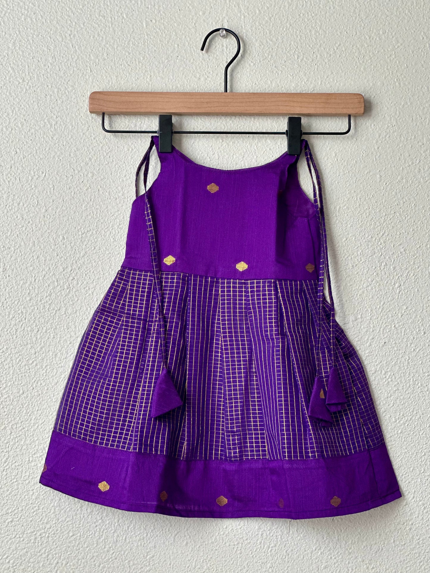 Royal blue checks tie up frock