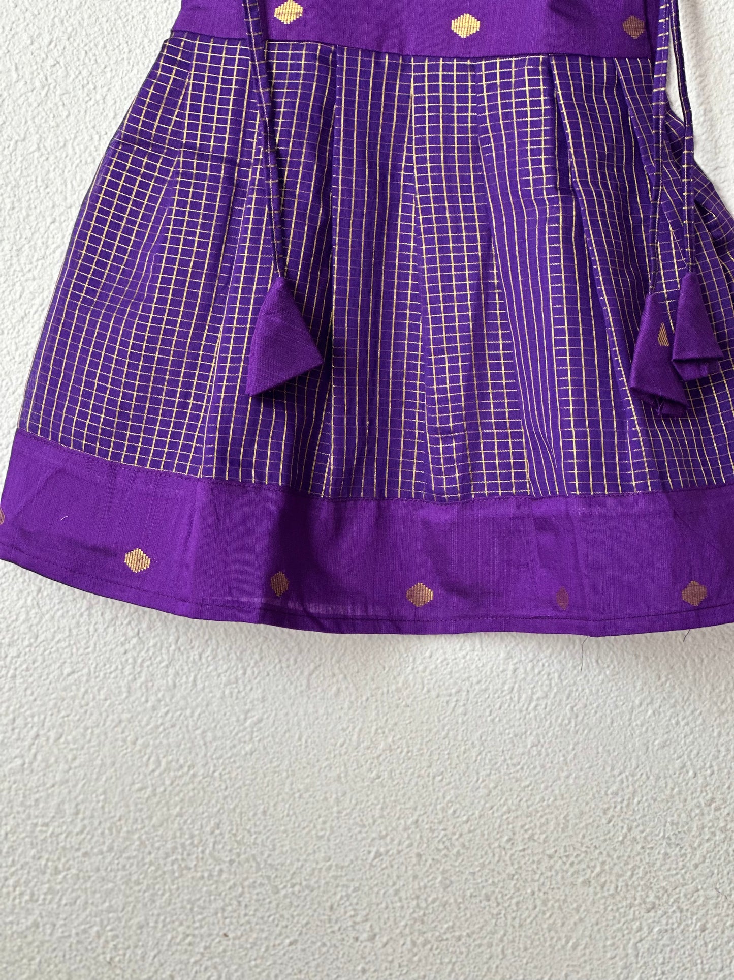 Royal blue checks tie up frock