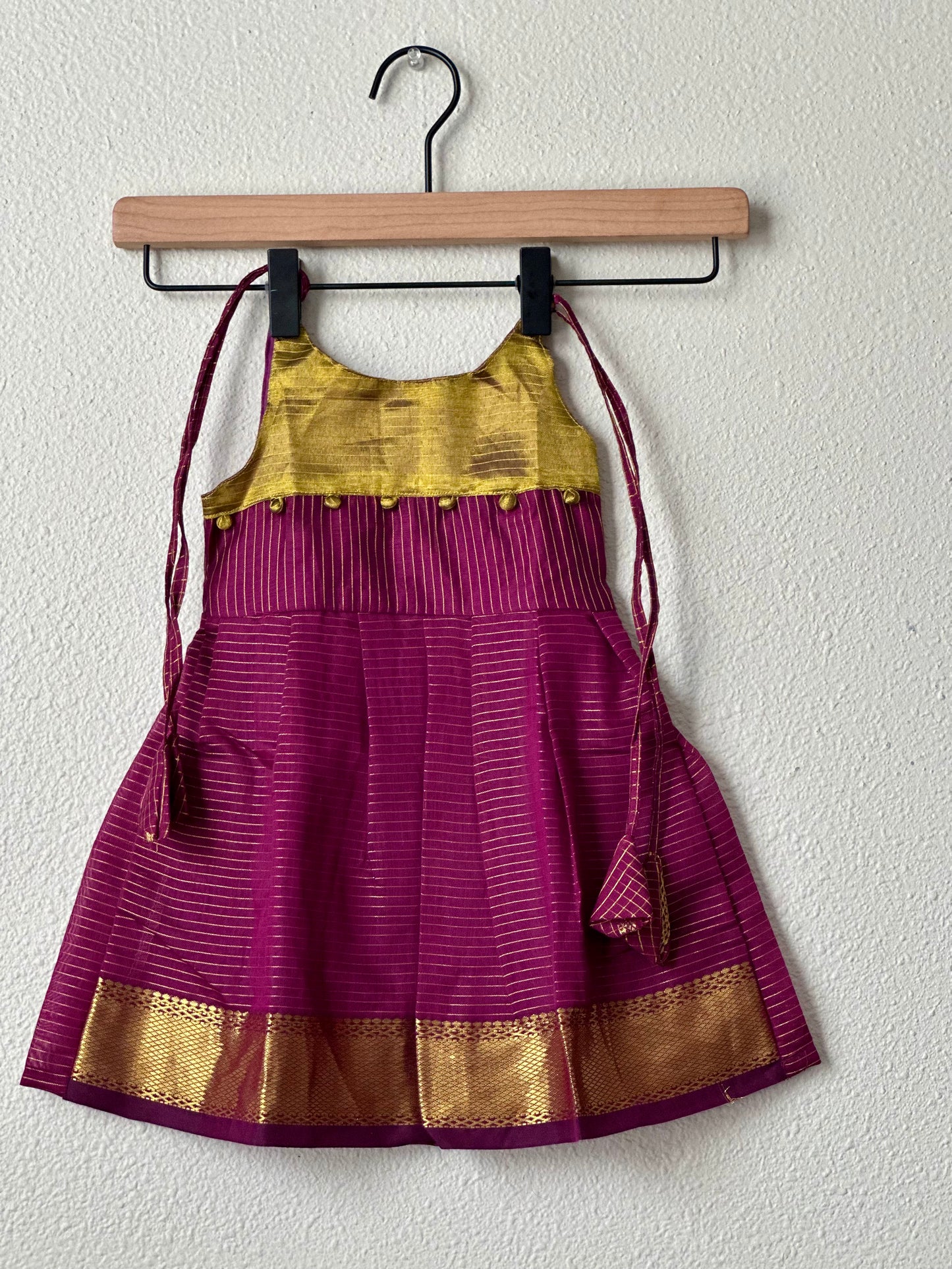 Wine and gold tie up frock