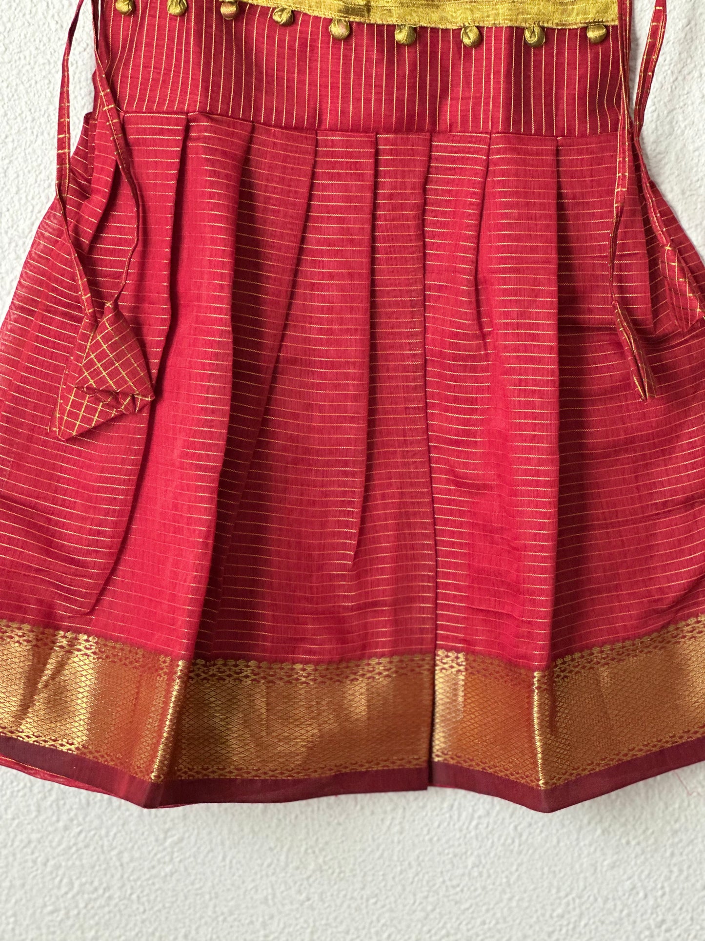Brick red and gold tie up frock