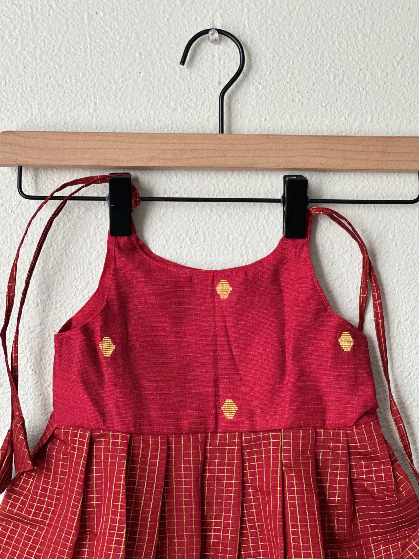 Brick red tie up frock