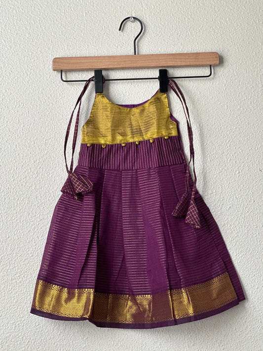 Purple and gold tie up frock