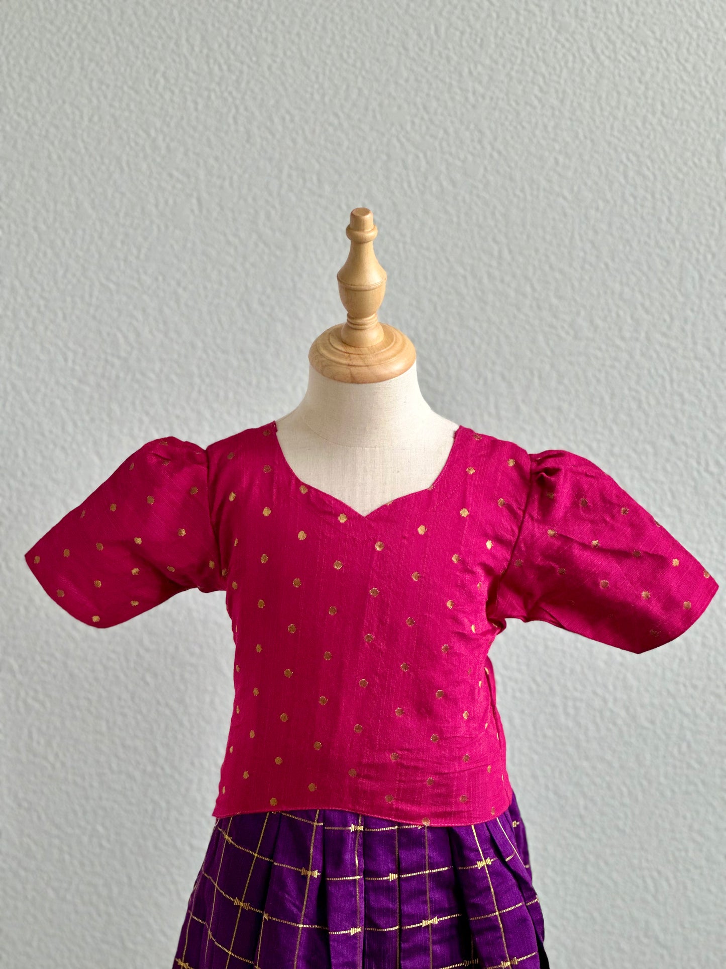 Purple and pink Raw silk Duo - 1 skirt and two tops