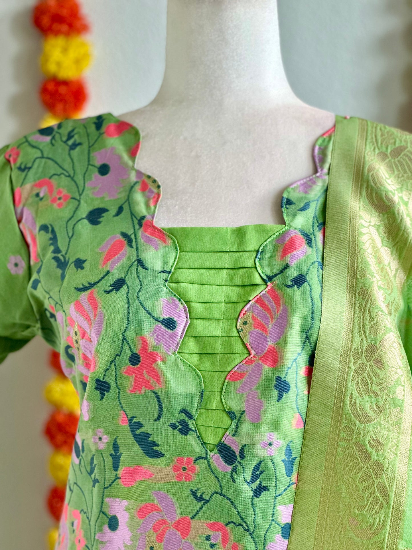Pastel green Banarasi salwar set