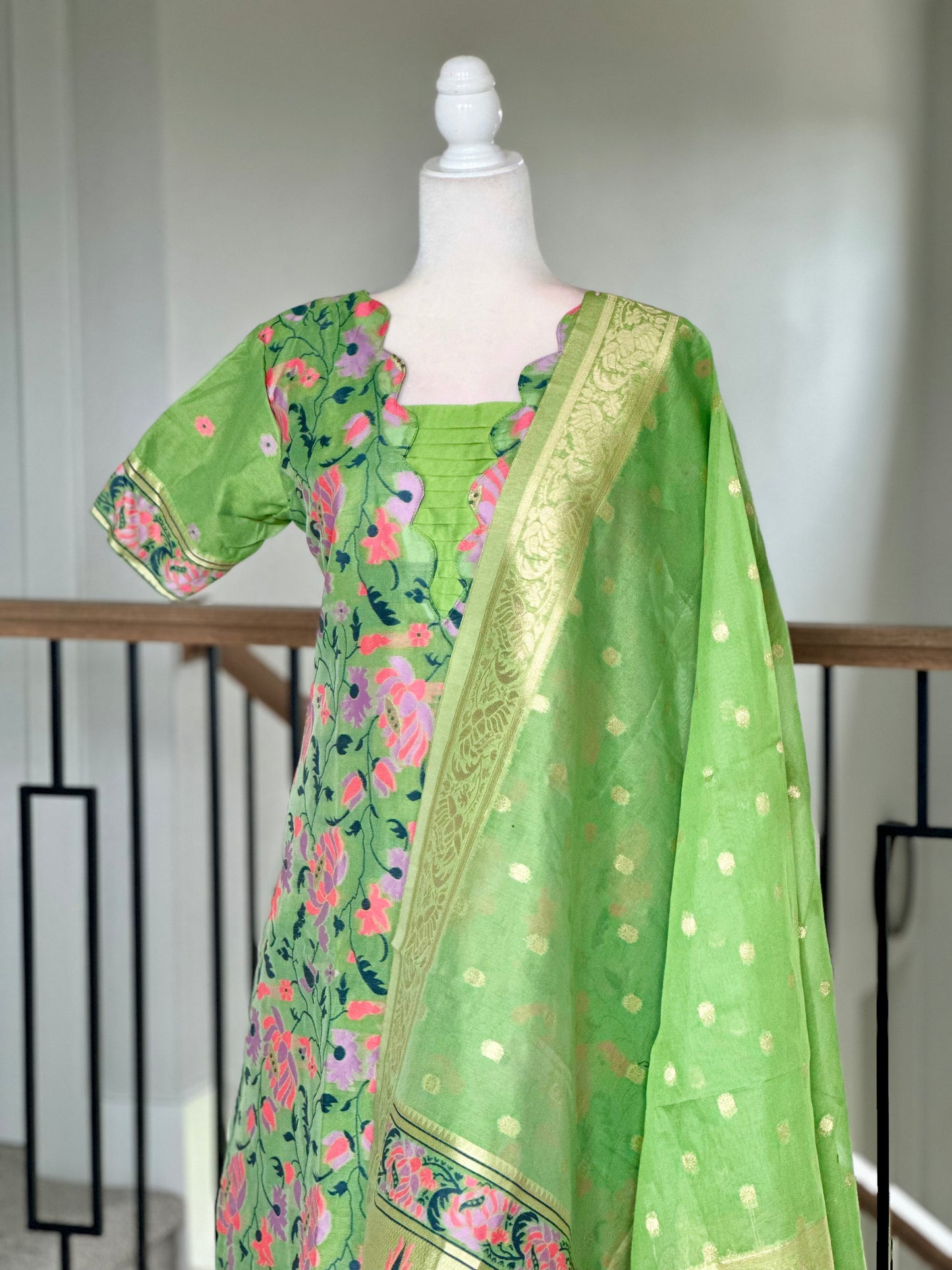 Pastel green Banarasi salwar set