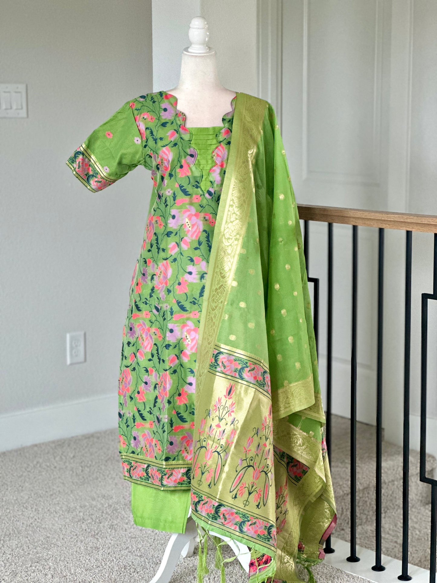 Pastel green Banarasi salwar set