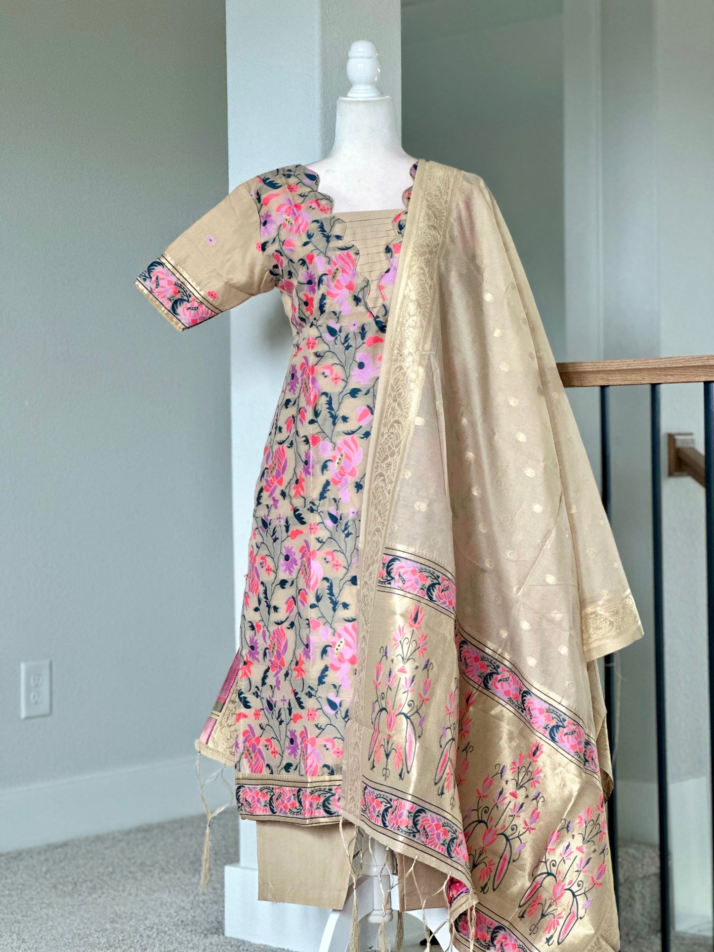 Beige Banarasi salwar set