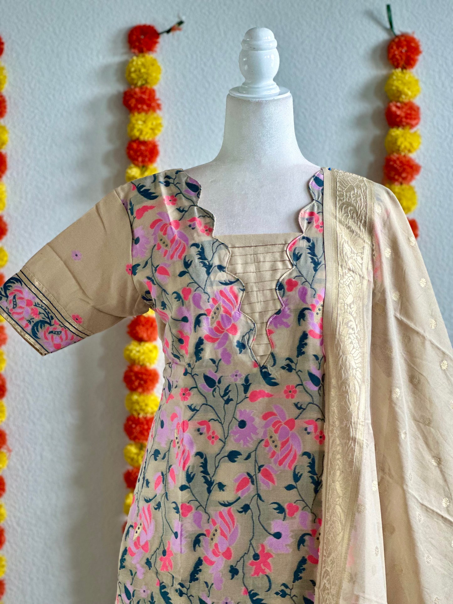 Beige Banarasi salwar set