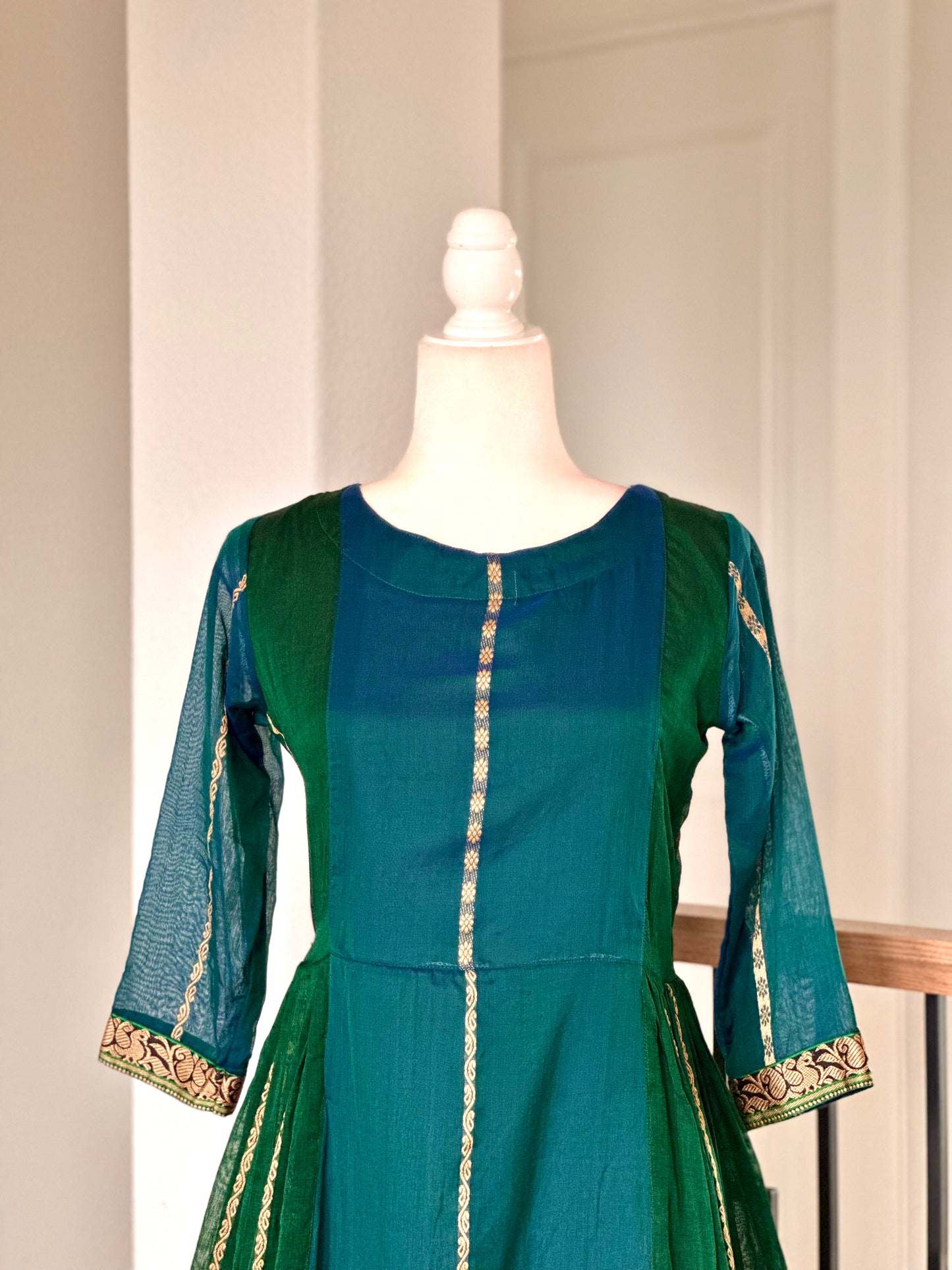 Peacock blue and green Narayanpet A line set