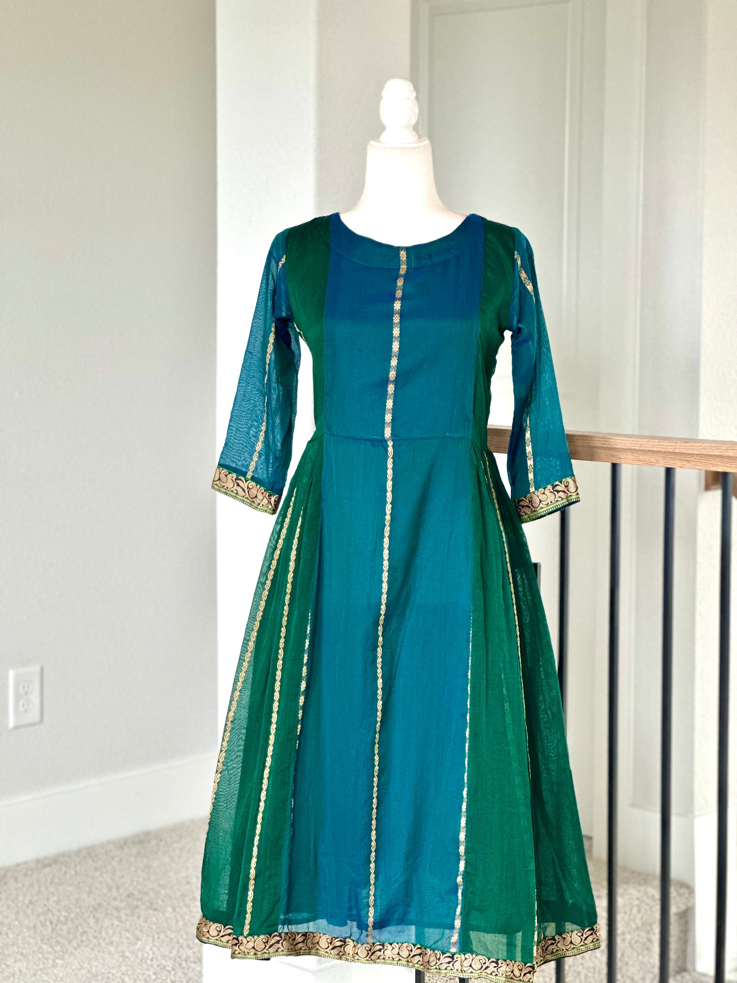 Peacock blue and green Narayanpet A line set