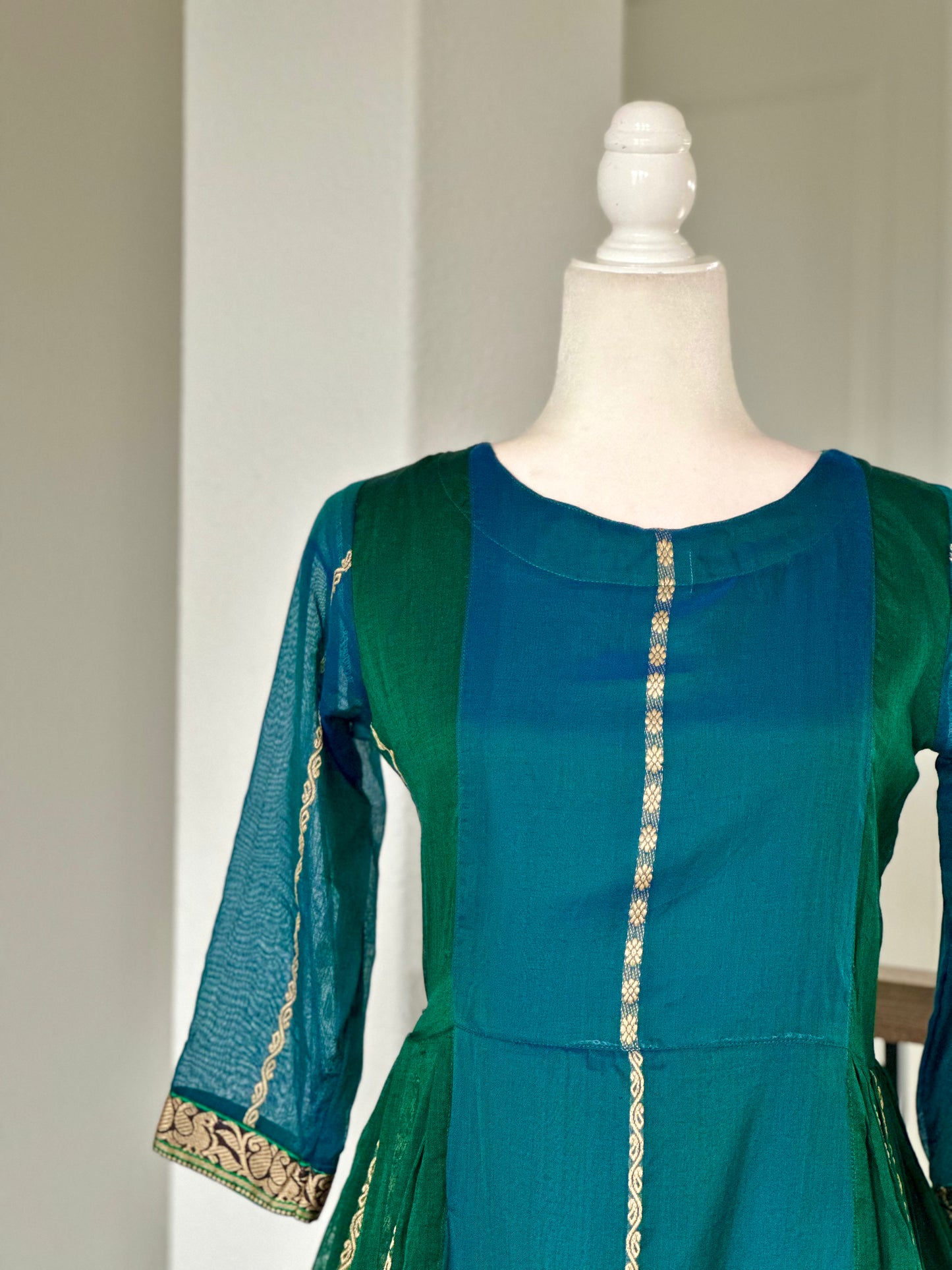 Peacock blue and green Narayanpet A line set