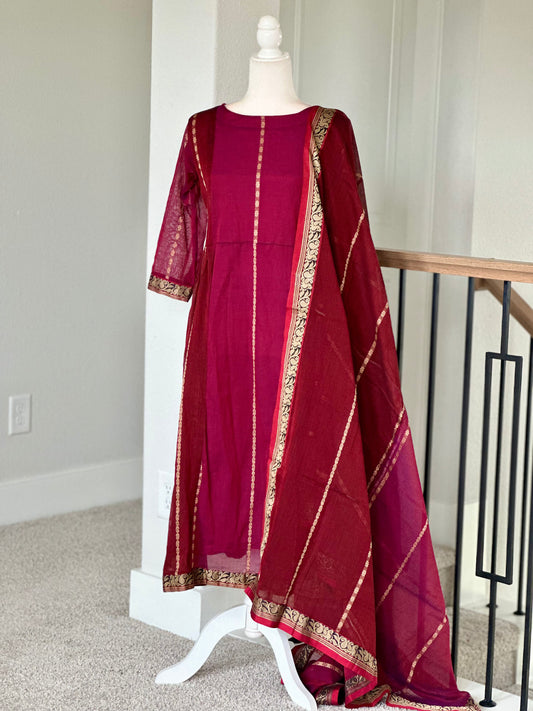 Pink and maroon Narayanpet A line set