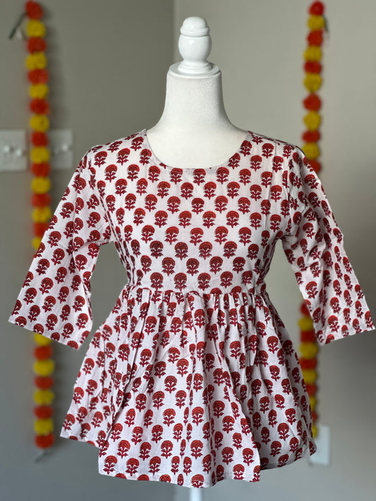 White Cotton Peplum style Tunics