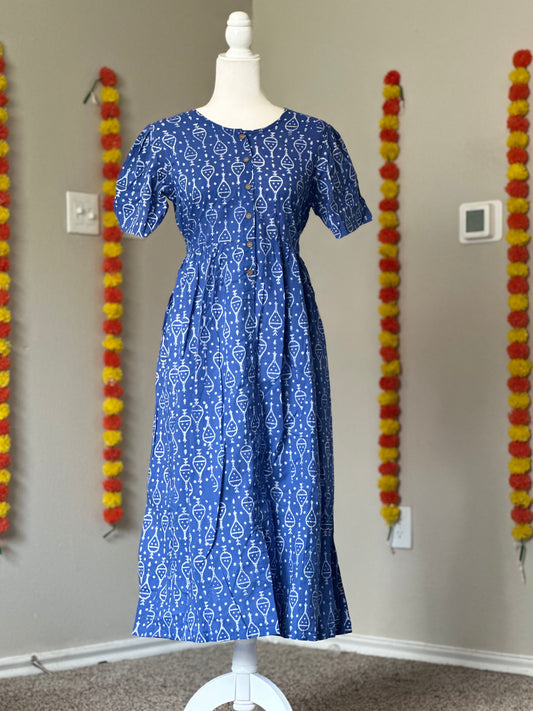 Blue cotton Summer dress