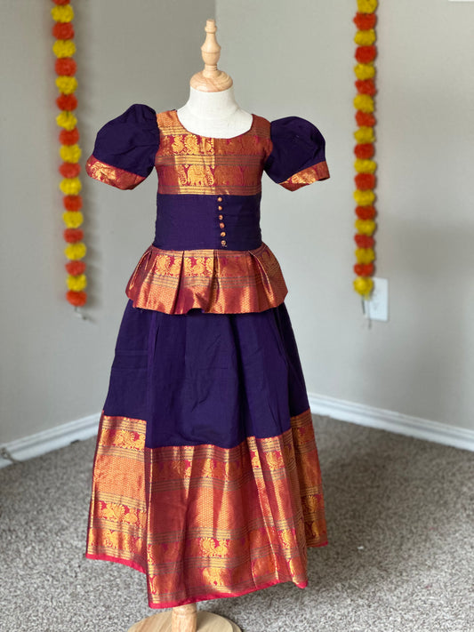 Purple Narayanpet skirt and top