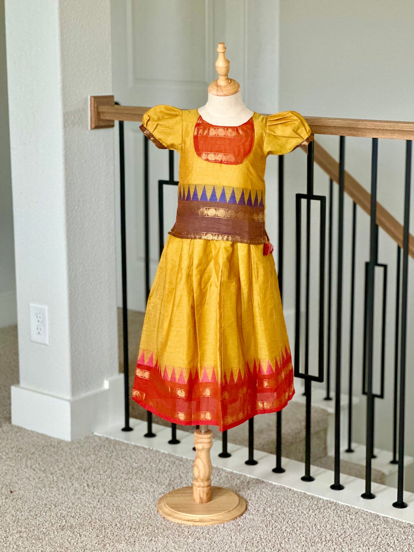 Yellow Kanchi cotton skirt and top