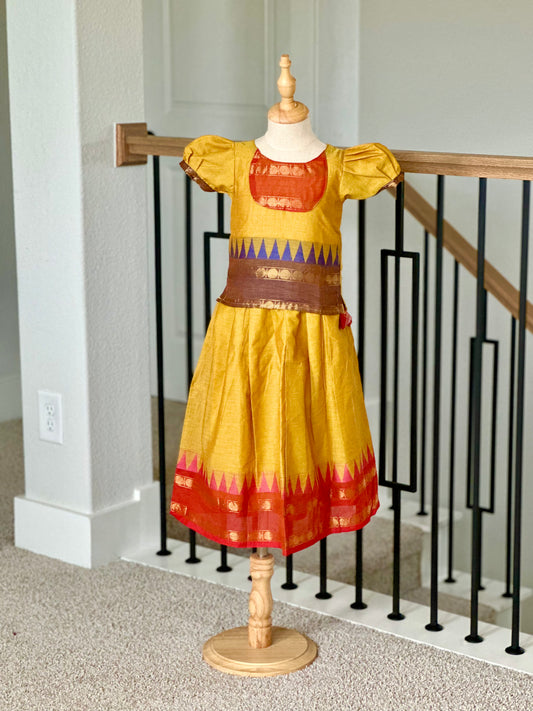 Yellow Kanchi cotton skirt and top