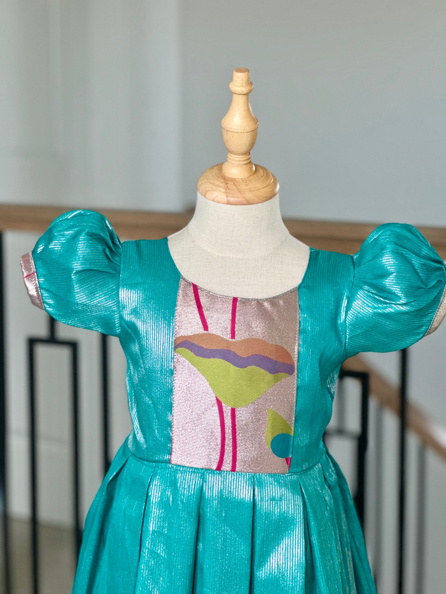 Greenish blue Tissue Banarasi frock
