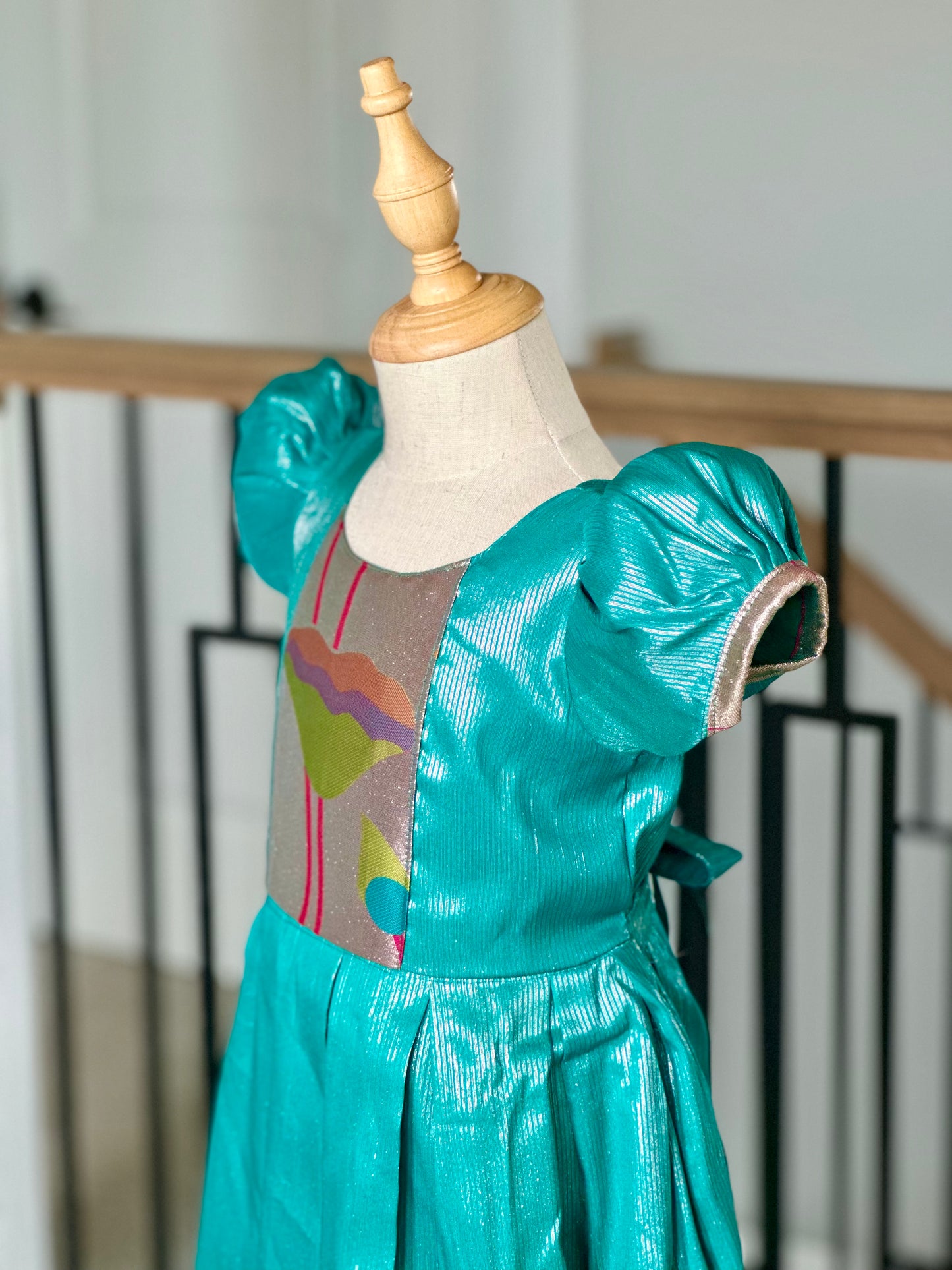 Greenish blue Tissue Banarasi frock