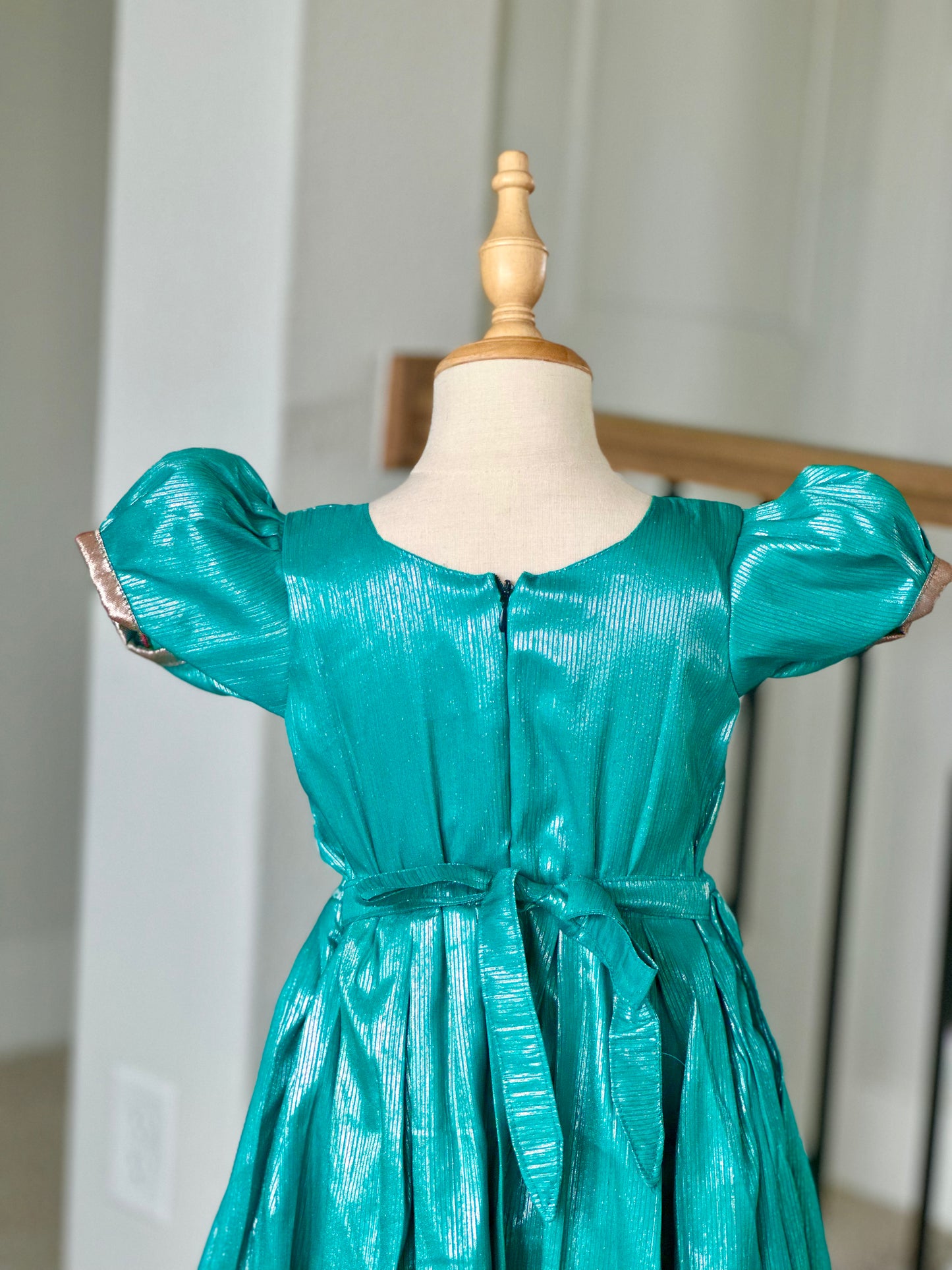 Greenish blue Tissue Banarasi frock