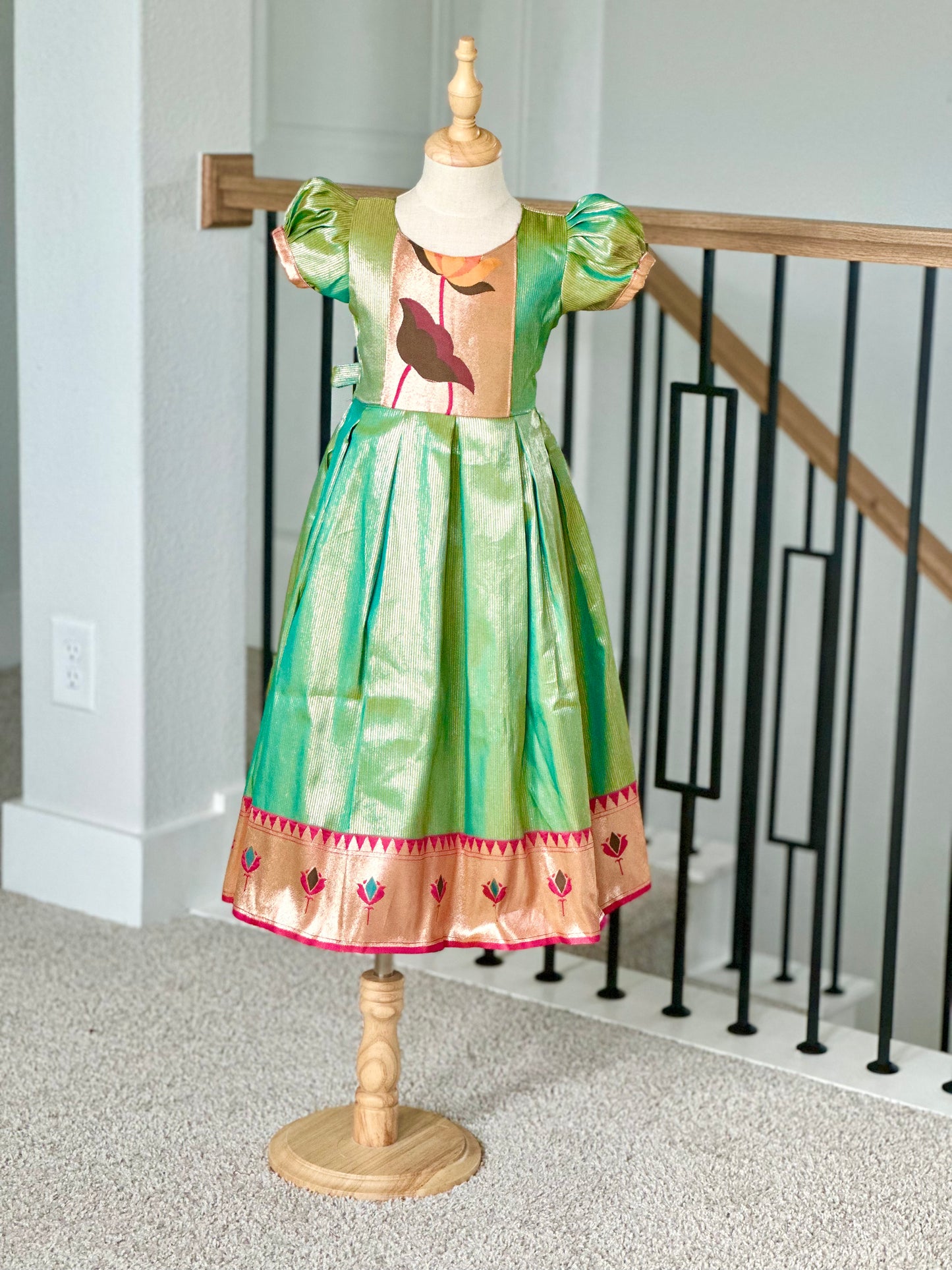 Green Tissue Banarasi frock