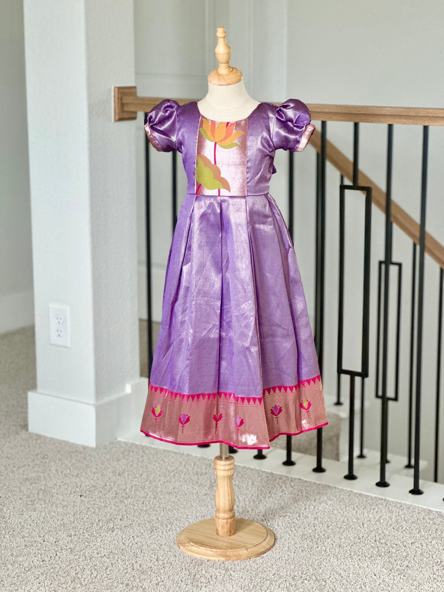 Lavender Tissue Banarasi frock