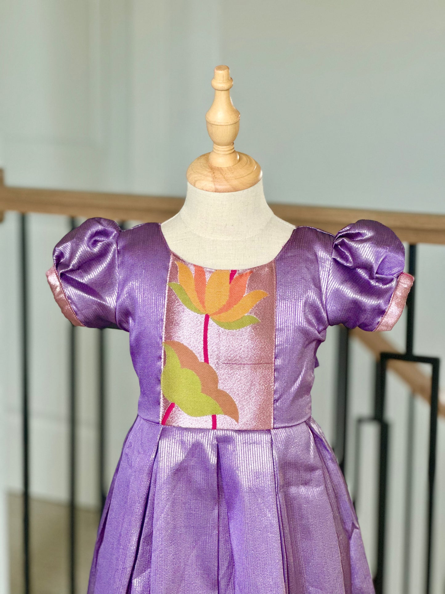 Lavender Tissue Banarasi frock