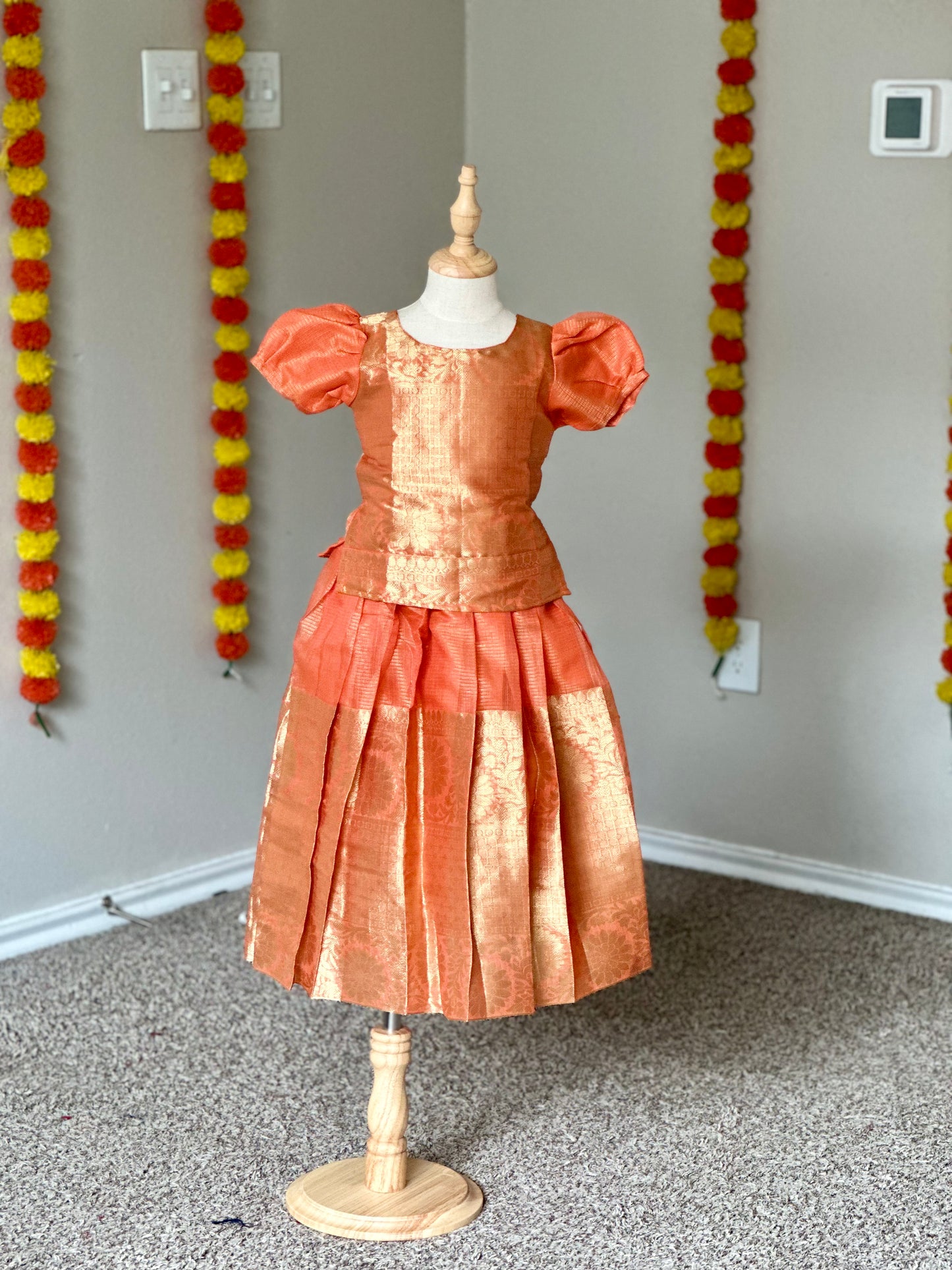 Orange Tissue Silk Skirt and Top
