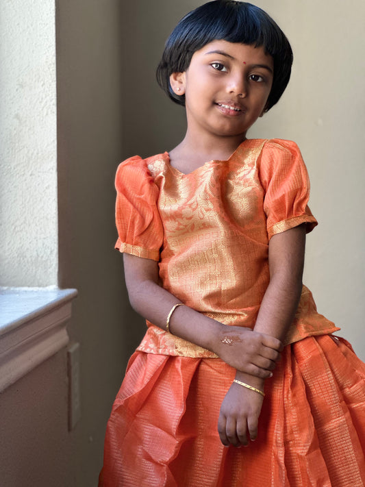 Orange Tissue Silk Skirt and Top