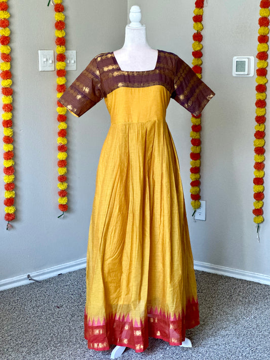 Yellow Kanchi cotton Festive Maxi