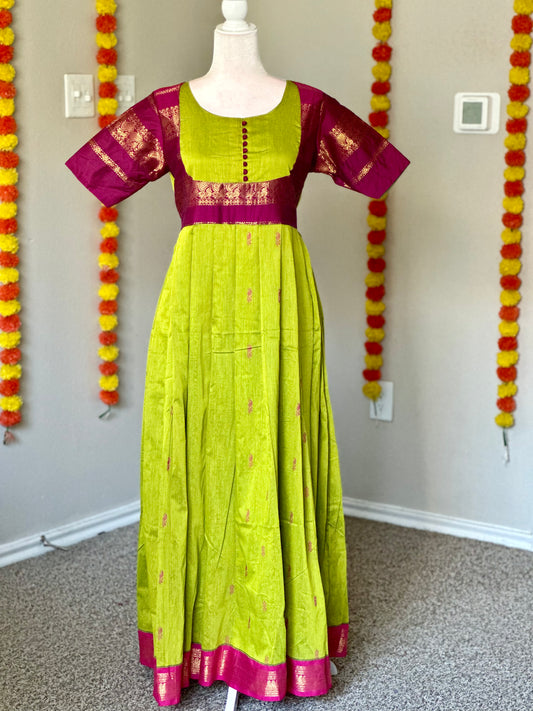 Parrot green kalyani cotton Maxi