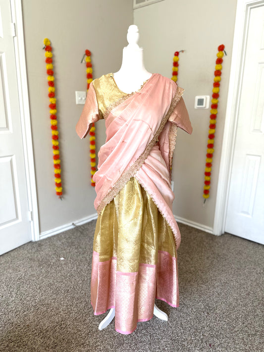 Gold and Peach Halfsaree