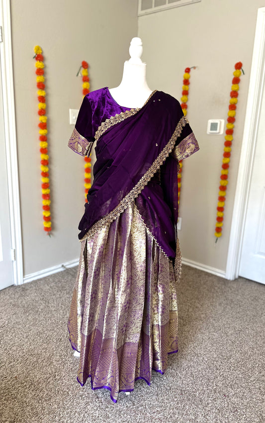 Purple Tissue silk Halfsaree