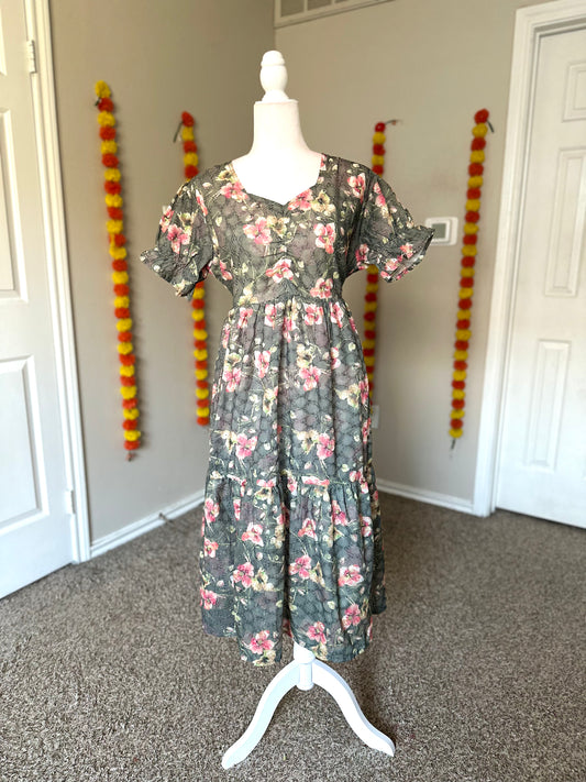 Grey floral Hakoba dress