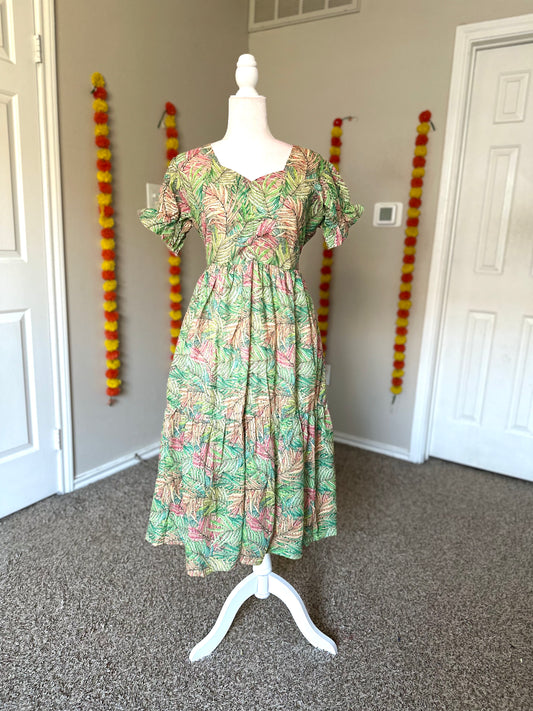 Green floral Hakoba dress