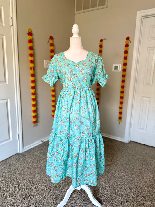 Sky blue floral Hakoba dress