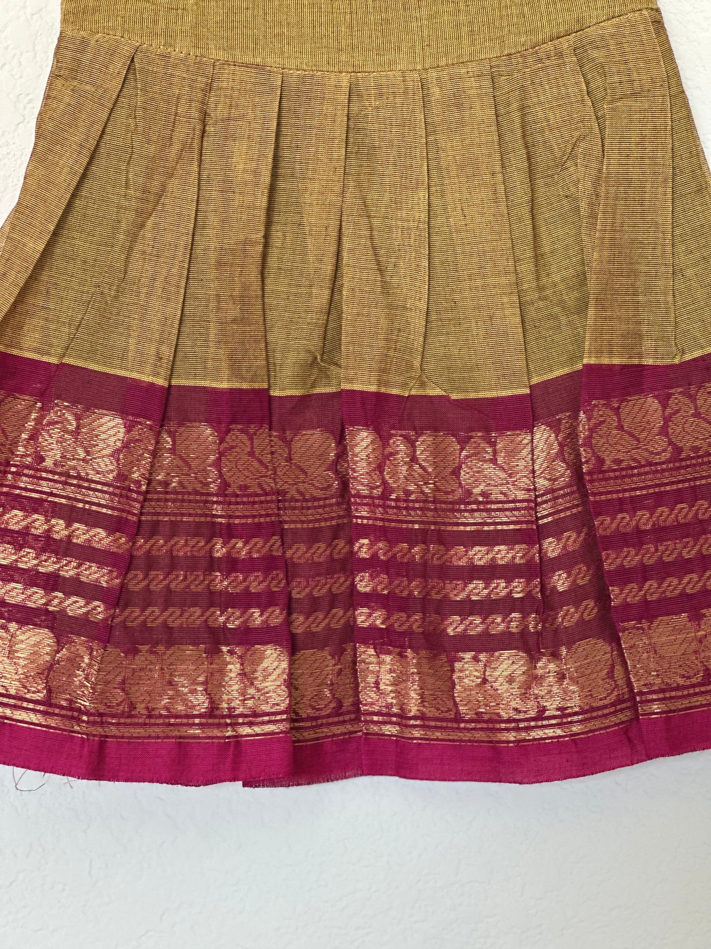 Green and pink Kanchi cotton infant frock