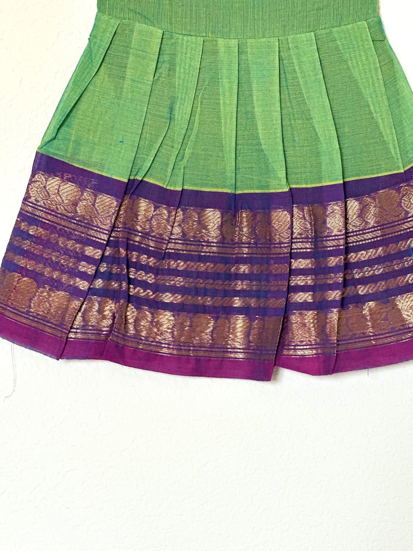Mint green and purple Kanchi cotton infant frock