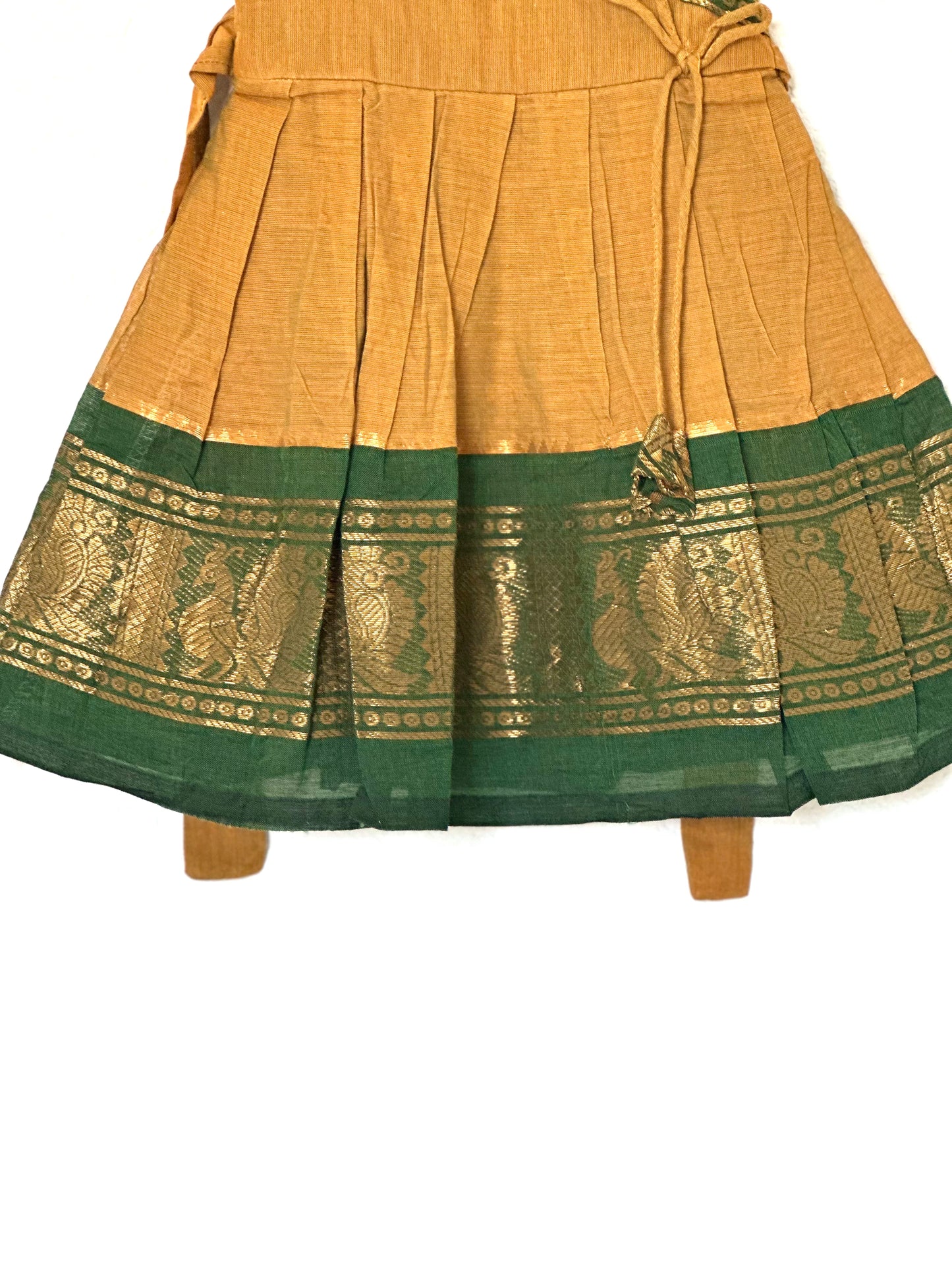 Mustard and green Kanchi cotton frock
