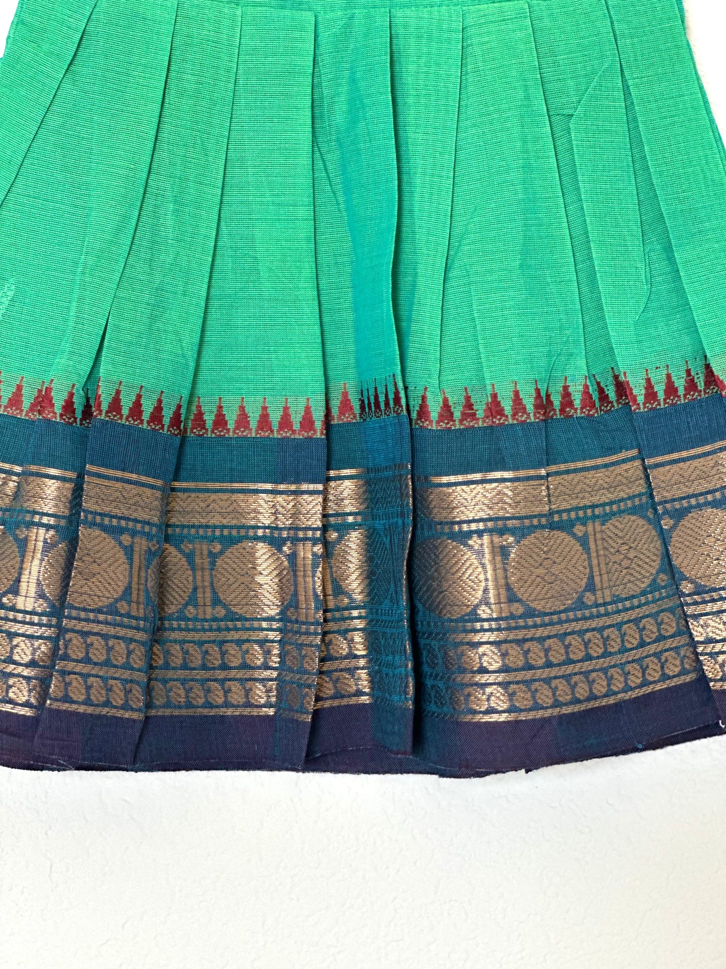 Mint green and blue Kanchi cotton infant frock